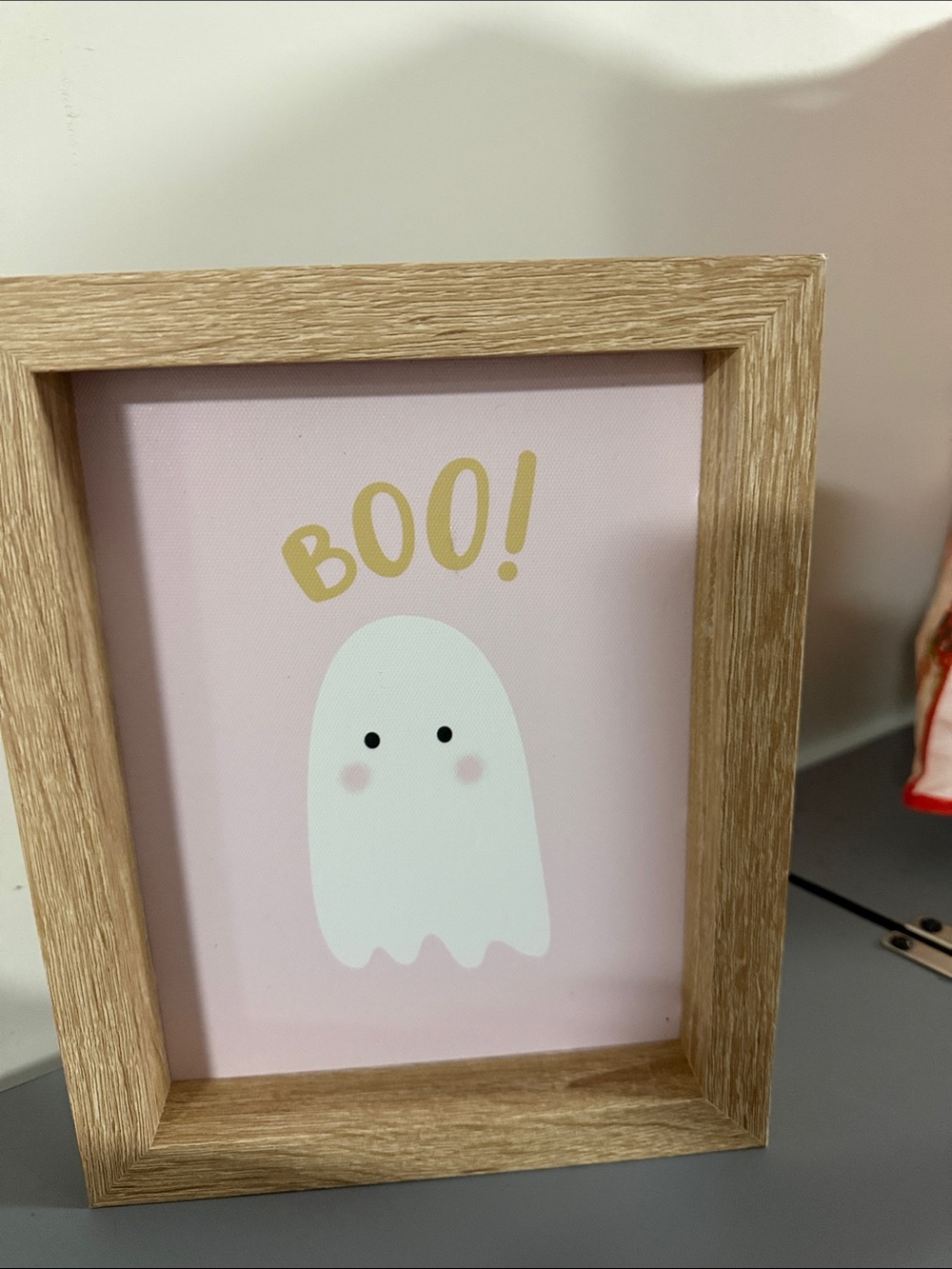 Pink 'Boo' Ghost Wood Frame Art - Home Accents